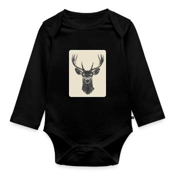 Cerfs de renne Bois de renne vintage - Body Bébé bio manches longues - noir - Devant