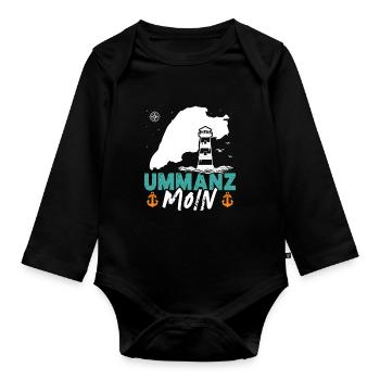 Ostsee Urlaub UMMANZ MOIN Lustiges - Baby Bio-Langarm-Body - Schwarz - Vorne
