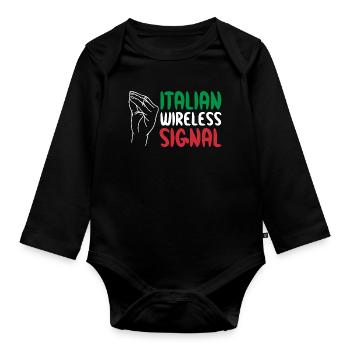 Italian Wireless Signal Italy Italian Wi-Fi - Organic Longsleeve Baby Bodysuit - black - Front