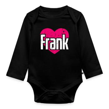 I Love Frank Pink Heart I Love Frank - Organic Longsleeve Baby Bodysuit - black - Front