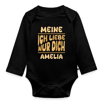 Amelia - Baby Bio-Langarm-Body - Schwarz - Vorne