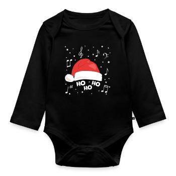 Chopeau de Noël musical avec notes musicales - Body Bébé bio manches longues - noir - Devant