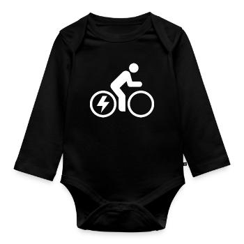 Vélo électrique, vélo électrique, tour à vélo - Body Bébé bio manches longues - noir - Devant