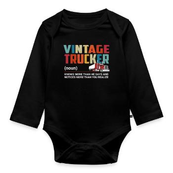 Truck Driver - Organic Longsleeve Baby Bodysuit - black - Front
