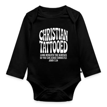 Johannes 7,24 Bold Faith Tee - Baby Bio-Langarm-Body - Schwarz - Vorne