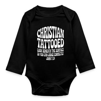 Christian Tattooed Look Beneath - Organic Longsleeve Baby Bodysuit - black - Front