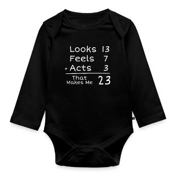23 ans Anniversaire Humoristique | 23e Anniversair - Body Bébé bio manches longues - noir - Devant