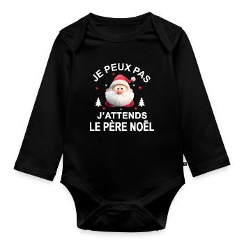 I can't I'm waiting for Santa Claus Gift - Organic Longsleeve Baby Bodysuit - black - Front