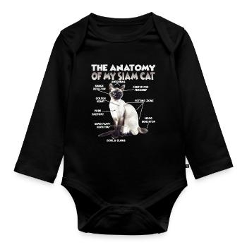 Siamese Cats Gift Cat Owner Gift Idea - Organic Longsleeve Baby Bodysuit - black - Front