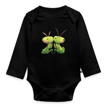 Praying mantises Praying mantis - Organic Longsleeve Baby Bodysuit - black - Front