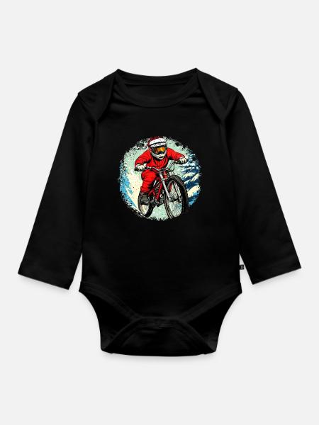 Weihnachten Biker / Mountainbike - Ekologisk långärmad babybody - svart