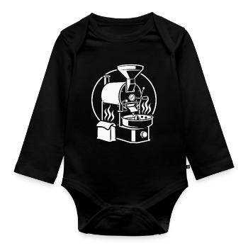 Roaster Line Art Coffee Sketch - Organic Longsleeve Baby Bodysuit - black - Front