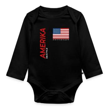 Seattle - Baby Bio-Langarm-Body - Schwarz - Vorne