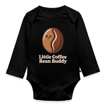 Coffee bean - Organic Longsleeve Baby Bodysuit - black - Front