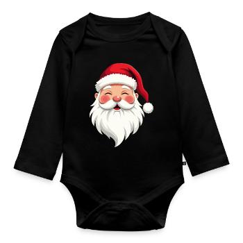 Illustration du Père Noël Cheer - Body Bébé bio manches longues - noir - Devant