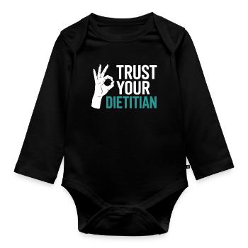 Registrierter Ernährungsberater mit Zertifizierung als Ernährungsberater (Registered Dietitian Certified Counselor) - Baby Bio-Langarm-Body - Schwarz - Vorne