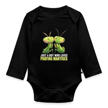 Praying mantises Praying mantis - Organic Longsleeve Baby Bodysuit - black - Front