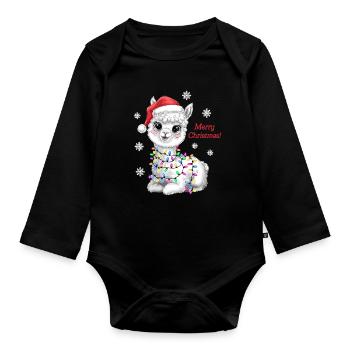 Alpaka Weihnachten Weihnachtspullover lustig süß - Baby Bio-Langarm-Body - Schwarz - Vorne