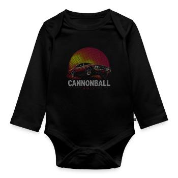 Cannonball Rally Halftone Muscle Car - Organic Longsleeve Baby Bodysuit - black - Front