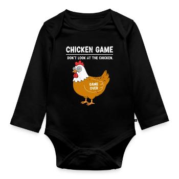 Un design drôle de poulet pour les fans de poulet - Body Bébé bio manches longues - noir - Devant