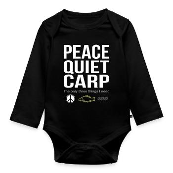 Peace, Tranquility, Carp, Fishing, Fun - Organic Longsleeve Baby Bodysuit - black - Front