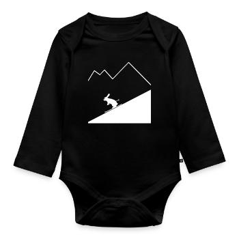 Rabbit Skier - Organic Longsleeve Baby Bodysuit - black - Front