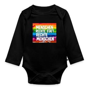 Human Rights Instead of Right-Wing People Statement - Organic Longsleeve Baby Bodysuit - black - Front