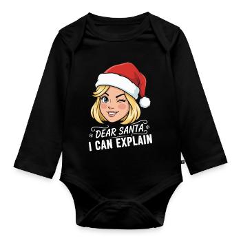 Cher Père Noël, je peux expliquer le dessin animé - Body Bébé bio manches longues - noir - Devant