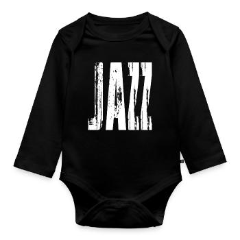 Distressed Bold Jazz Music Logo Typografie - Baby Bio-Langarm-Body - Schwarz - Vorne