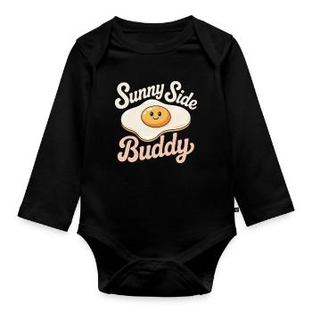 fried egg - Organic Longsleeve Baby Bodysuit - black - Front