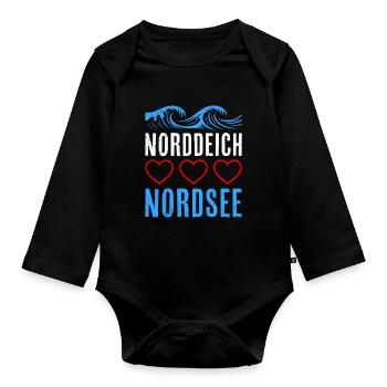 Mer de Wadden DIGUE NORD MER DU NORD Vacances drôles - Body Bébé bio manches longues - noir - Devant