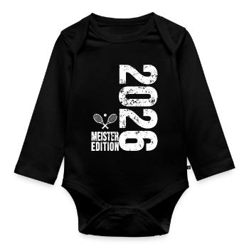 Tennis Meister Edition 2026 in weiß - Baby Bio-Langarm-Body - Schwarz - Vorne