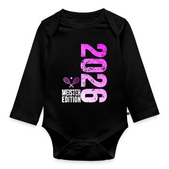 Tennis Meister Edition 2026 pink - Baby Bio-Langarm-Body - Schwarz - Vorne