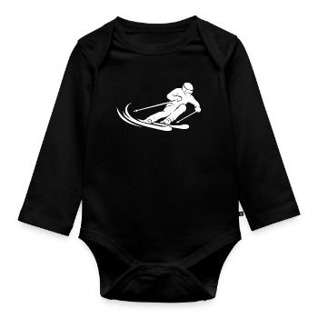 Minimalist Skier Silhouette Skisport Wint - Organic Longsleeve Baby Bodysuit - black - Front