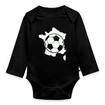 French Football Card - Organic Longsleeve Baby Bodysuit - black - Front