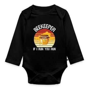 Beekeeper If I Run You Run Beekeeping Bee Lover - Baby Bio-Langarm-Body - Schwarz - Vorne