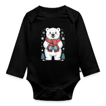 Polarbär Winterzauber - Baby Bio-Langarm-Body - Schwarz - Vorne