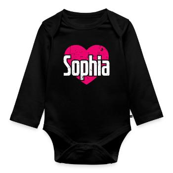 J’aime Sophia Pink Heart J’aime Sophia - Body Bébé bio manches longues - noir - Devant