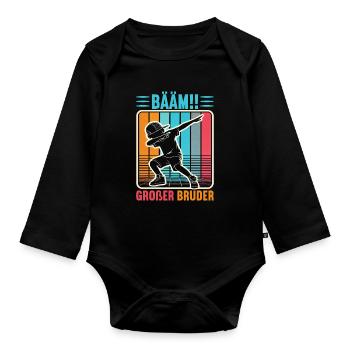 Bääm Grand Frère Dab Enfants Drôles Frères et Sœurs - Body Bébé bio manches longues - noir - Devant