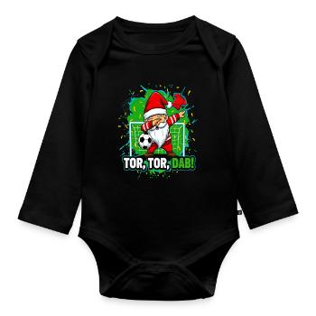Tor Tor Dab Fußball Santa Wichtel Weihnachten - Baby Bio-Langarm-Body - Schwarz - Vorne