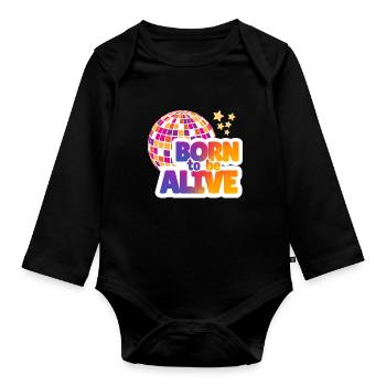 Geboren, um lebendig zu sein - Baby Bio-Langarm-Body - Schwarz - Vorne