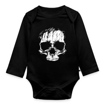 Skull in zombie look - Organic Longsleeve Baby Bodysuit - black - Front
