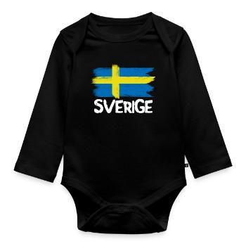 Sverige Cool Swedish Flag Vintage Flag - - Organic Longsleeve Baby Bodysuit - black - Front