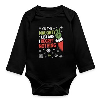 Unartige Liste, ich bereue nichts. - Baby Bio-Langarm-Body - Schwarz - Vorne