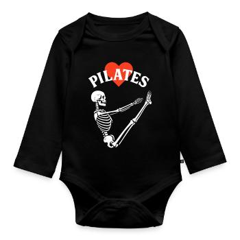 Cœur de squelette de Pilates - Body Bébé bio manches longues - noir - Devant