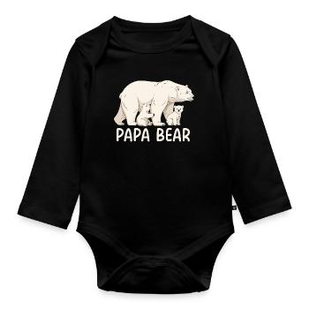 Papa Bear - Organic Longsleeve Baby Bodysuit - black - Front