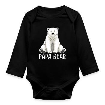 Papa Ours - Body Bébé bio manches longues - noir - Devant