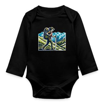 Hiker Hiking - Organic Longsleeve Baby Bodysuit - black - Front