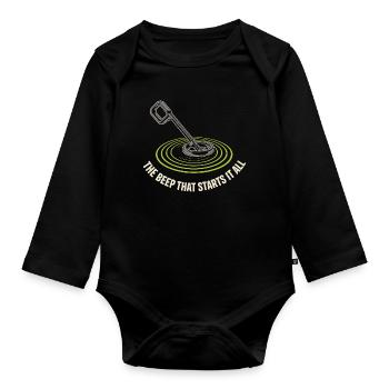 Introverted metal detector hobbyist - Organic Longsleeve Baby Bodysuit - black - Front