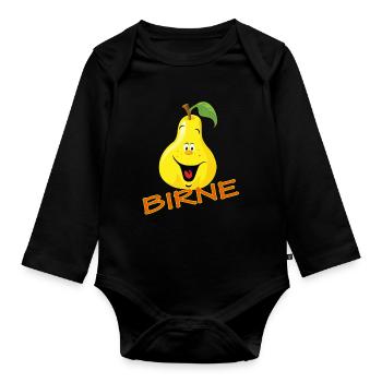 Pear - Organic Longsleeve Baby Bodysuit - black - Front